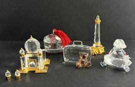 Swarovski Crystal Glass, a small collection including Doll, Box - Jewel Love, Journeys - Lighthouse,