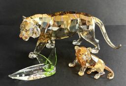 Swarovski Crystal Glass, 2010 Annual Edition - Endangered Wildlife - Tigers, with companion Tiger