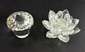 Swarovski Crystal Glass, Carousel Crystal Cal & Water Lily Candleholder, all boxed.