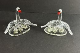 Swarovski Crystal Glass, Two Swan Family, all boxed.