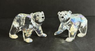 Swarovski Crystal Glass, 2011 Annual Edition Companion Polar Bears - to go with Siku, boxed.