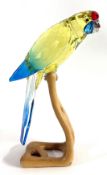 Swarovski Crystal Glass, Paradise Birds - Green Rosella, boxed.