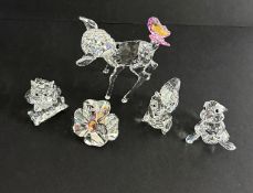 Swarovski Crystal Glass, Disney - Bambi collection including Thumper, Flower Skunk, Friend Owl,