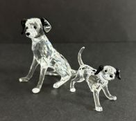 Swarovski Crystal Glass, Dalmatian Mother and Dalmatian Puppy, boxed.