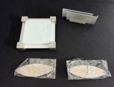 Swarovski Crystal Glass, Card Holder & Memo pad holder, boxed.