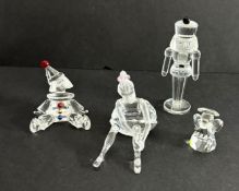Swarovski Crystal Glass, a small collection including Nativity Scene - Angel, Nutcracker Soldier,