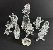Swarovski Crystal Glass, Disney - Snow White and Seven Dwarfs, with plaque, all boxed.