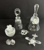 Swarovski Crystal Glass, a small collection including Flower Keepsake Box, Dove, Frog Prince, Bell