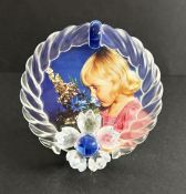 Swarovski Crystal Glass, Picture Frame - Blue Flower, boxed.