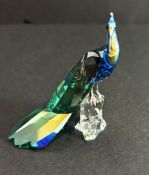 Swarovski Crystal Glass, 2013 - Peacock SCS Loyalty, boxed (missing lid).