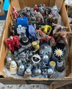 A large collection of Dr. Who figures including Salamander, Omega, Fourth Dr. Who etc.