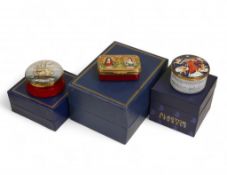 Two Halcyon Days hinged pill boxes to feature designs 'Glorious Revolution 1688-1689', 'Leander'