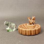 Wade Soap dish depicting a Squirrel together with a White horned Rhinoceros Whimsie (2)
