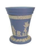 Wedgwood Jasperware Large Footed Vase complete with frog in Powder Blue H:18cm