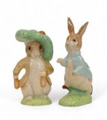 Royal Albert Beatrix Potter figures to include Peter rabbit and Benjamin Bunny. (H: 16cm) (2)