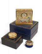 Two Halcyon Enamelled Clocks to feature designs of 'Oriental Landscapes', together with Alastor '