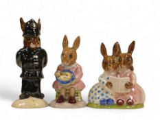 Royal Doulton Bunnykins figures to include Policeman DB64, Helping Mother DB2 and Storytime DB9. (