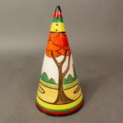Wedgwood Clarice Cliff Bizarre Design conical sugar shaker complete with Certificate. H:-15cm