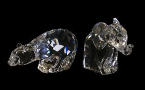 Swarovski Crystal Polar Bear, by Adi Stocker, together with Elephant figurine, in original boxes. (