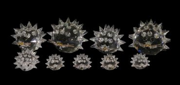 Swarovski Crystal two large Hedgehogs with silver whiskers (010019), small Hedgehogs with silver