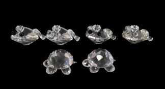 Swarovski Clear Crystal animals to include:- 'Beauties of the Lake' Four Frog Prince figures two