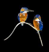 Swarovski Crystal Paradise Kingfishers part of the “Silver Lake” collection, in Blue Turquoise,