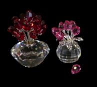 Swarovski Crystal Vase of Red Roses, together with Memories Tulips Rose figurine, with original