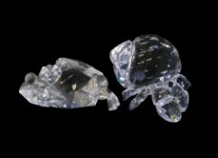 Swarovski Crystal Frog with clear eyes (010010) and Hermit Crab (671837), by Heinz Tabertshofer,