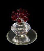 Swarovski Crystal vase of red roses, special edition piece created to celebrate the 15th anniversary