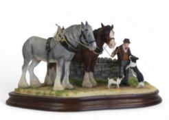 Border Fine Arts Homeward Bound (farmer leading two Shires), model no.B1029 by Anne Wall, limited