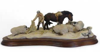 Border Fine Arts Winter Feeding (farmer feeding sheep), model no.JH10 by Judy Boy, limited edition