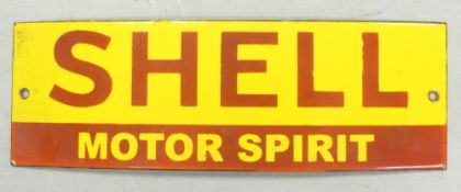 Enamel 'Shell' advertising sign. (H: 10cm x L: 30.5cm)
