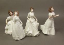 Four small Royal Doulton figures, Joy HN3875, Harmony HN4096, Welcome HN3764 and Amanda HN3635 (4).