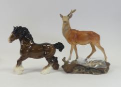 Beswick Brown Gloss Cantering Shire Horse together with Beswick matte finish connoisseur Stag on a