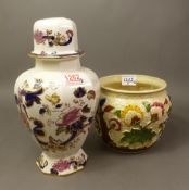 Mason's table lamp base (no wiring or fitting) in octaganol temple jar form, together with a ceramic