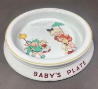 A Shelley baby plate with Mabel Lucie Attwell decoration, diameter 20.5cm.
