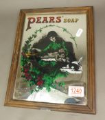 An oak-framed advertising mirror for Pears Soap, overall size 31cm x 23.5cm.