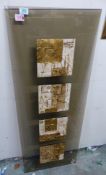 A Large Bronzed Glass Wall Art, Abstract Subdued Quad. 120cm high x 46cm wide together with a framed