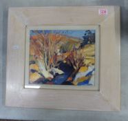 Framed oil on canvas board by James Fullarton Snow Scene, Straiton, overall size 51cm x 46cm.