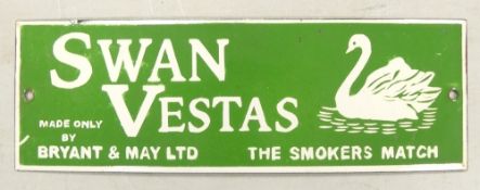 Enamel 'Swan Vestas' advertising sign. (H: 10cm x L: 30.5cm)