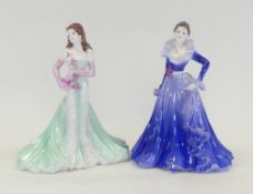 Coalport Ladies of Fashion Figurines to include:-Jayne, Anne, Tallest:-20cm, (2) Boxed with