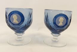 Wedgwood A boxed pair of goblets with Jasper Cameos depicting H.M. Queen Elizabeth II and H.R.H. The
