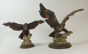 Giuseppe Armani resin eagle figurines on wooden plinths. (H: 33cm) (2)