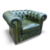 Sofas by Saxon leather Chesterfield club chair. Knightsbridge model upholstered in Antique Olive