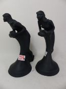 Two Royal Doulton matt black 'Images' figurines, Free Spirit HN3159 (2).