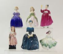 Royal Doulton Lady Figurines to include:- Cherie HN2341, Penny HN2338, Vanity HN2475, Marie