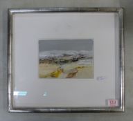 Framed oil on board by Chris Bushe RSW, The Bare Bones of Winter, overall size 45cm x 41cm.