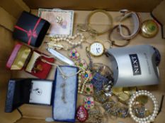 Costume jewellery to include bangles, necklaces, cufflinks, ladies modern fob watch, silver items