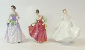 Royal Doulton Lady Figurines to include:- Jessica HN3850, Fair Lady(red) HN2832 (seconds) Nancy