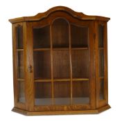 Dutch style oak miniature wall display cabinet, H76.5cm x W67cm x D15cm. COURIER OR COLLECTION ONLY